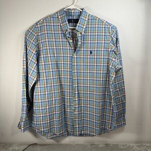 Ralph Lauren Men's Button Down Madras Plaid XL Blue